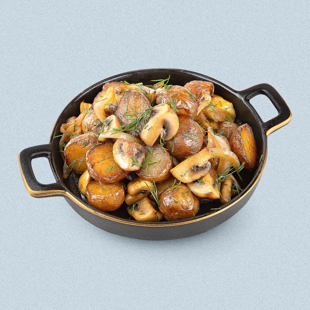 Жареныйкартофельбебисгрибами